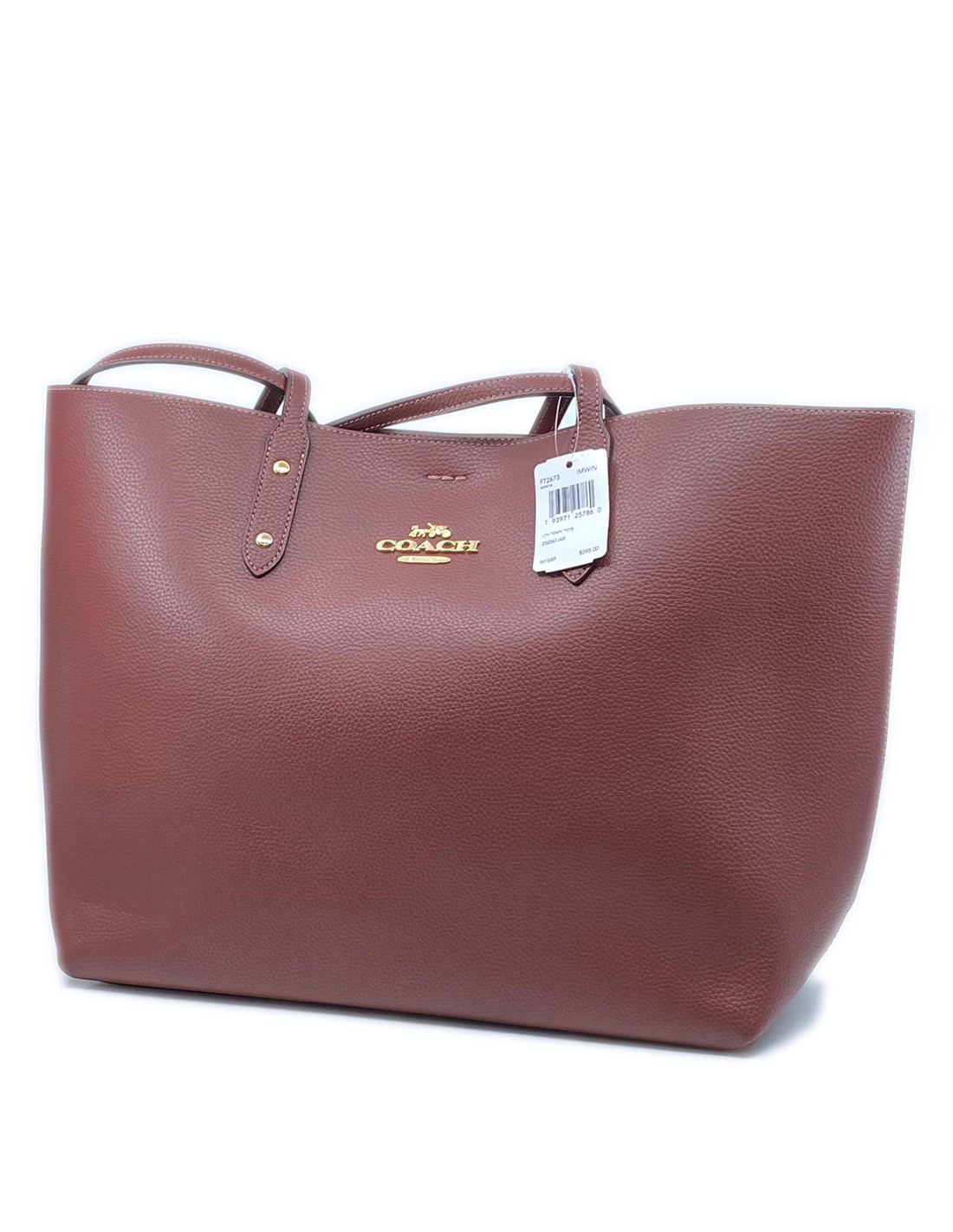 Coach Womens Leather Town Tote Bag, Style F72673, Wine : : Fashion